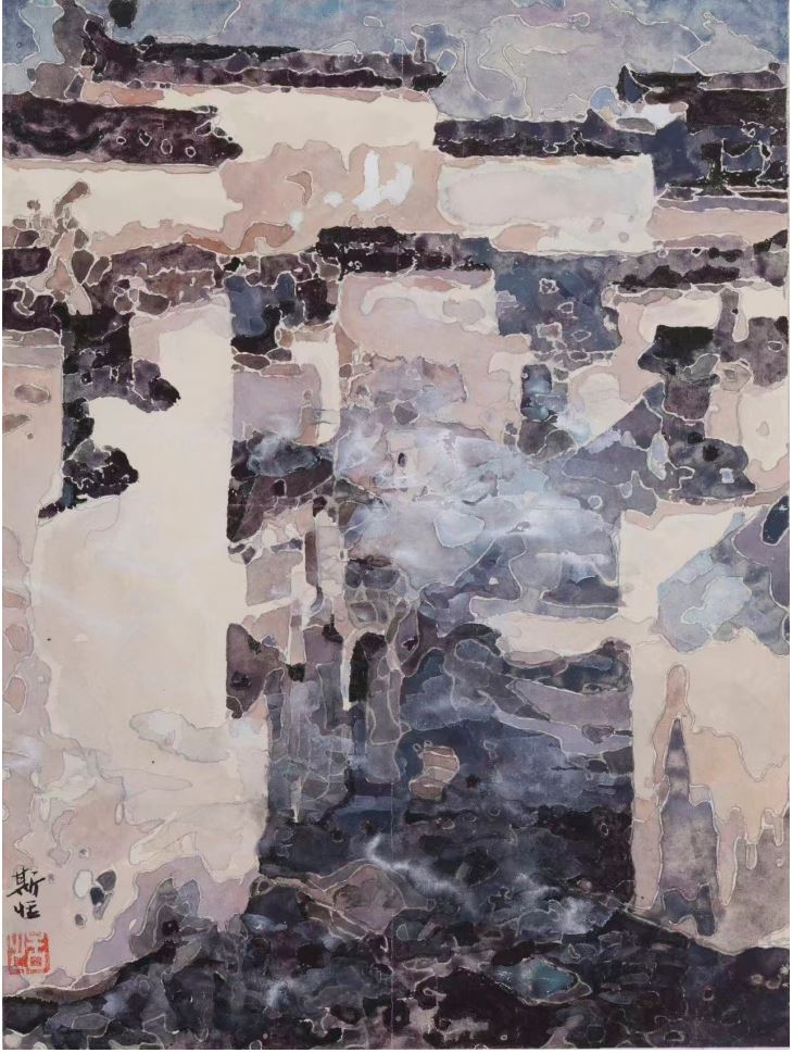 邢斯恬《安徽查济古镇写生》64x50cm